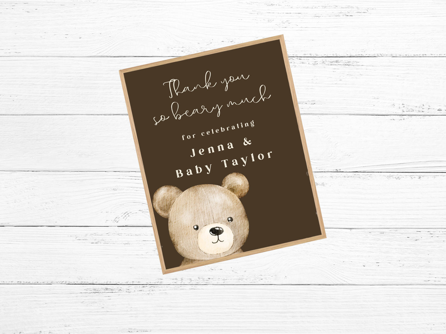 Custom Teddy Bear Birthday Favor Sign | Boy Birthday Party | Bear-y First Birthday Thank You | Bearly Wait Teddy Bear Shower | Bear Décor