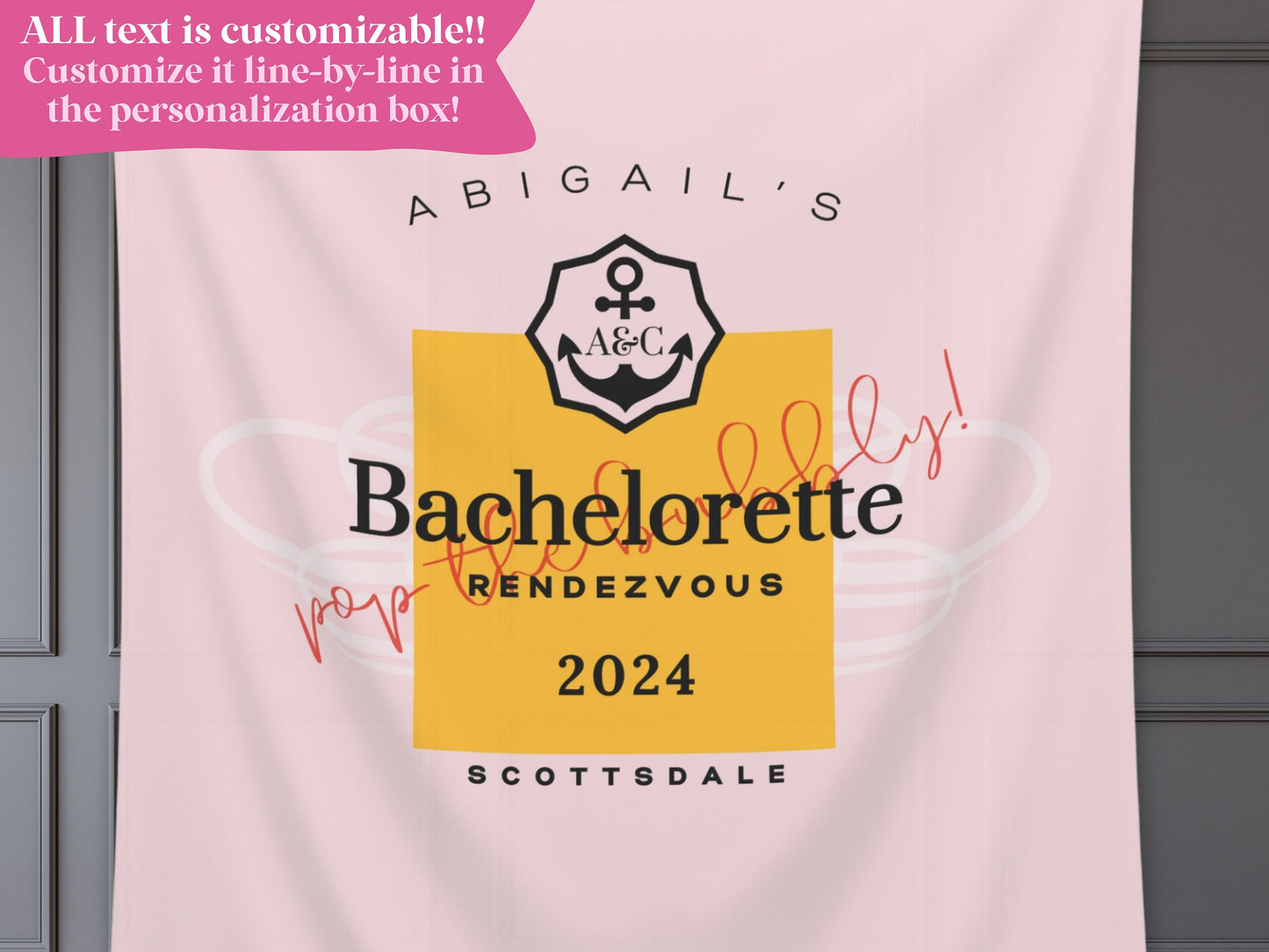 Custom Champagne Bachelorette Party Banner | Champagne Before Vows | Last Rendez Vous Décor | Personalized Label Bridal Shower Backdrop