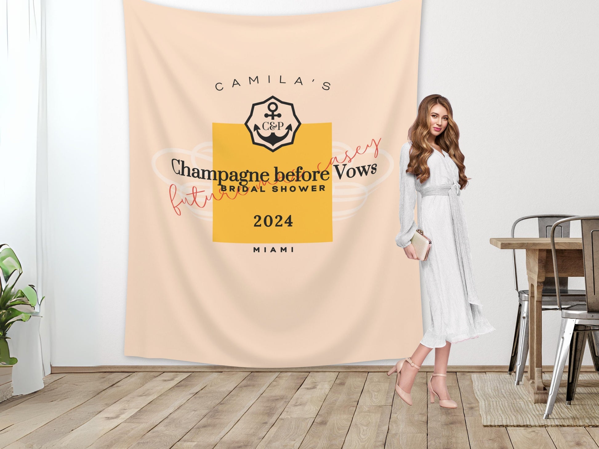 Custom Champagne Bachelorette Party Banner | Champagne Before Vows | Last Rendez Vous Décor | Personalized Label Bridal Shower Backdrop