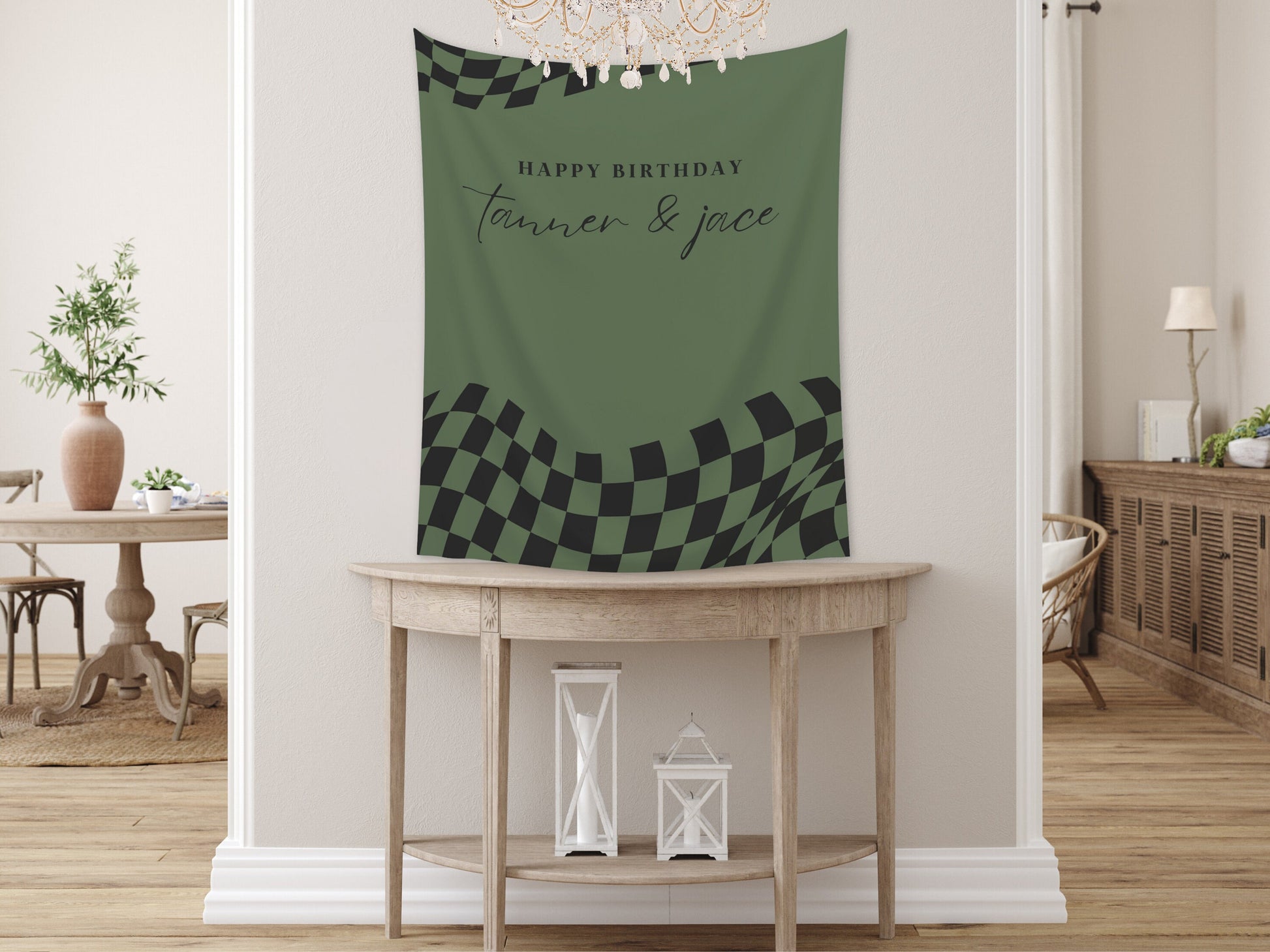 Custom Retro Birthday Banner | Boy Birthday Party Theme | Checkered Flag Banner | Two Fast Birthday Backdrop | Retro Race Car | Two Cool