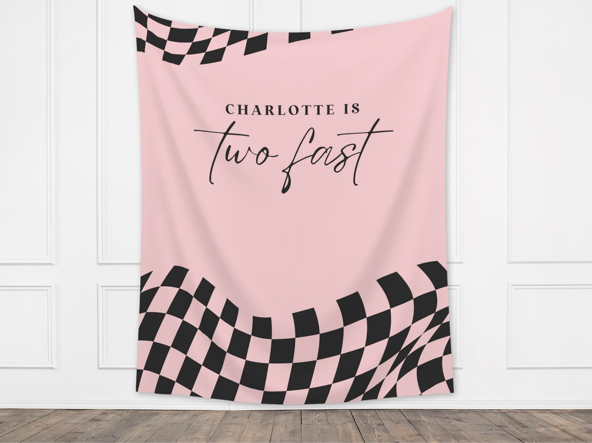 Custom Retro Birthday Banner | Boy Birthday Party Theme | Checkered Flag Banner | Two Fast Birthday Backdrop | Retro Race Car | Two Cool