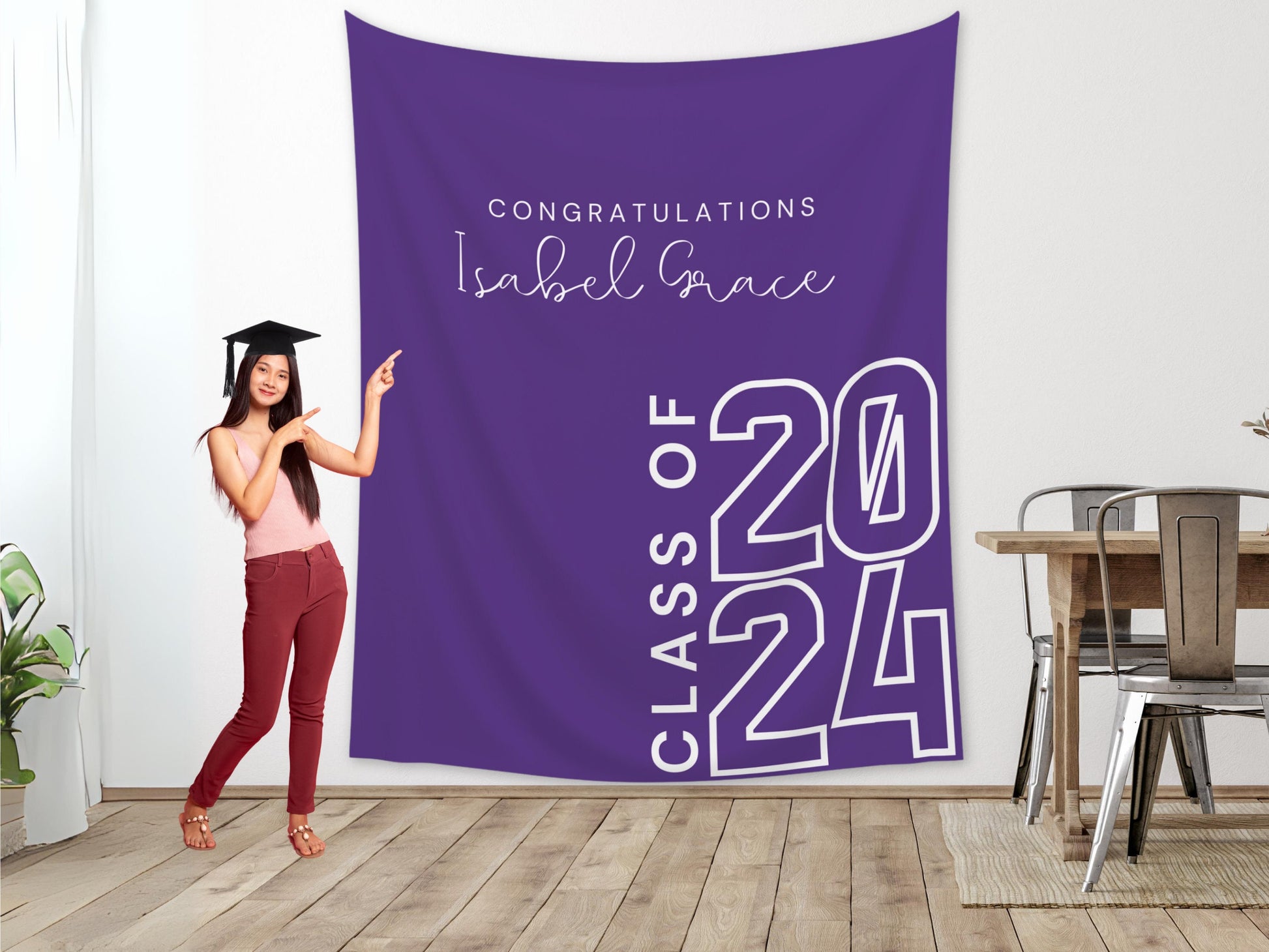 Class of 2024 Custom Graduation Party Backdrop | Personalized Congrats Grad School Colors Banner | High School Graduation | College Grad