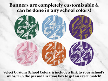 2025 Graduation Party Backdrop | Personalized Class of 2024 Congrats Grad School Colors Banner | High School Graduation | College Grad