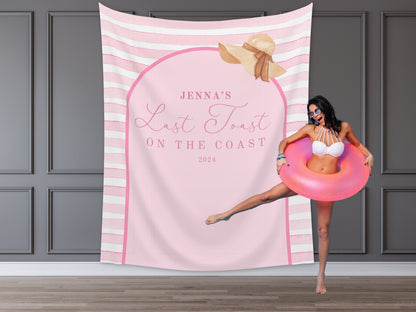 Custom Beach Bachelorette Banner | Last Toast on the Coast | Bachelorette Trip | Personalized Bride Backdrop | Hen Party Beach Club | Gifts