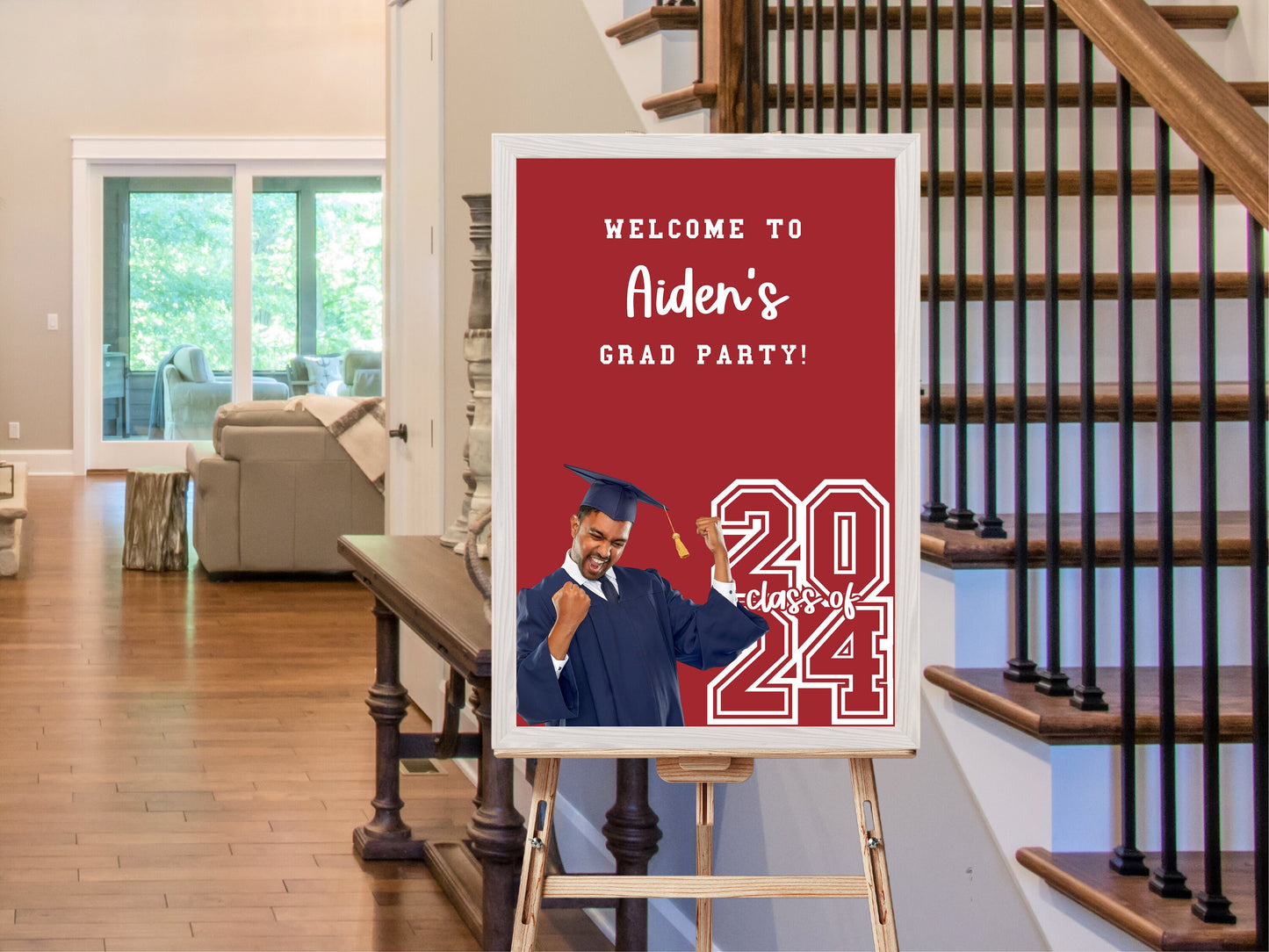 2024 Custom Graduation Sign | Grad Party Welcome Sign | Personalized Congrats Grad School Colors Announcement | High School or College Grad