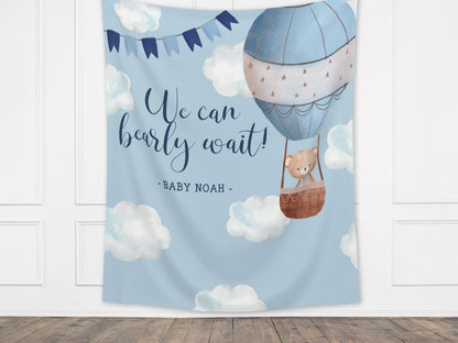 We Can Bearly Wait Custom Banner | Teddy Bear Personalized Baby Shower Backdrop | Gender Neutral Baby Shower or Reveal | Baby Boy Shower