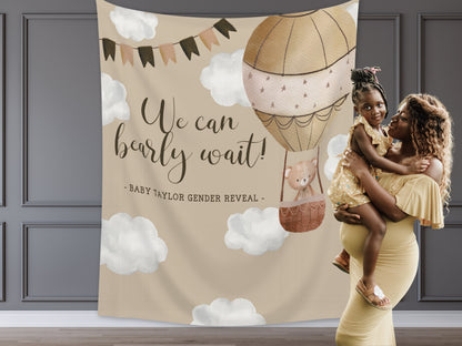 We Can Bearly Wait Custom Banner | Teddy Bear Personalized Baby Shower Backdrop | Gender Neutral Baby Shower or Reveal | Baby Boy Shower