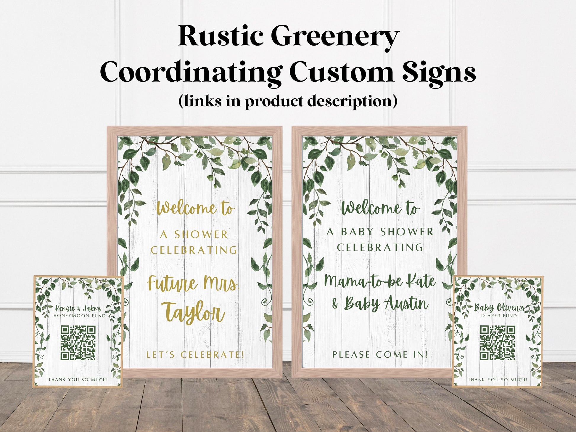 Custom Rustic Greenery Sign | Rustic Wood Welcome Sign | Baby Shower Sign | Bridal Shower or Party | Completely Customizable Neutral Décor