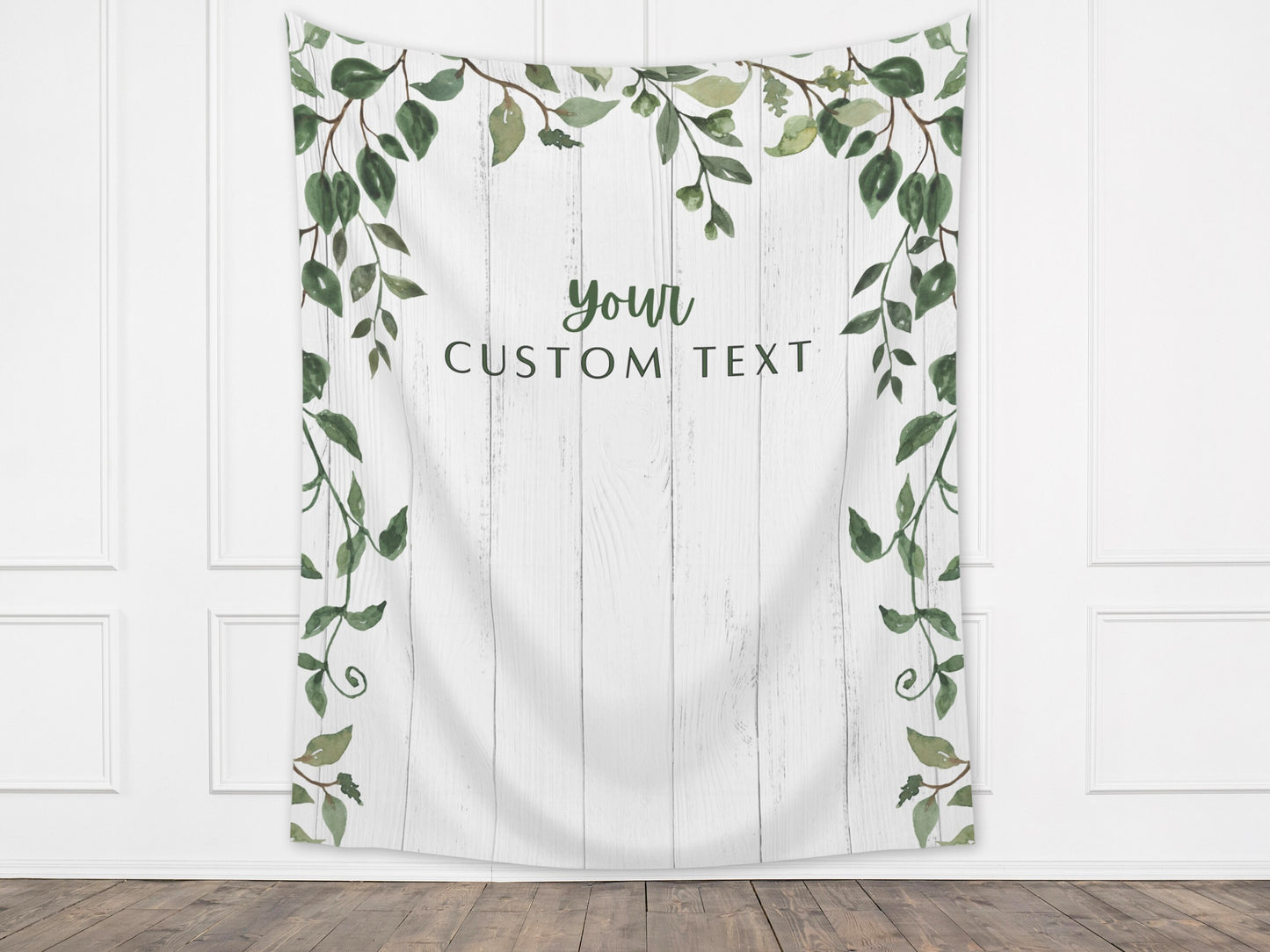 Rustic Greenery Custom Banner | Rustic Wood Backdrop Sign | Neutral Baby Shower Décor | Rustic Wedding Sign | Customizable Party Banner