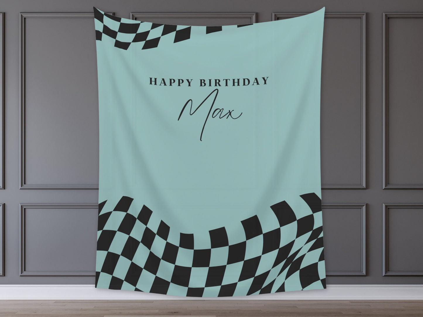 Custom Retro Birthday Banner | Boy Birthday Party Theme | Checkered Flag Banner | Two Fast Birthday Backdrop | Retro Race Car | Two Cool