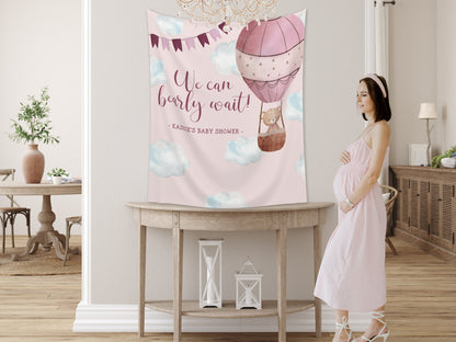 We Can Bearly Wait Custom Banner | Teddy Bear Personalized Baby Shower Backdrop | Gender Neutral Baby Shower or Reveal | Baby Boy Shower