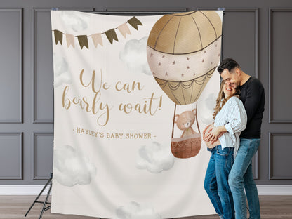 We Can Bearly Wait Custom Banner | Teddy Bear Personalized Baby Shower Backdrop | Gender Neutral Baby Shower or Reveal | Baby Boy Shower