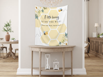 A Little Honey Custom Banner | Bumble Bee Décor | Little Honey Bee Personalized Baby Shower, Gender Reveal, or 1st Birthday Party Backdrop