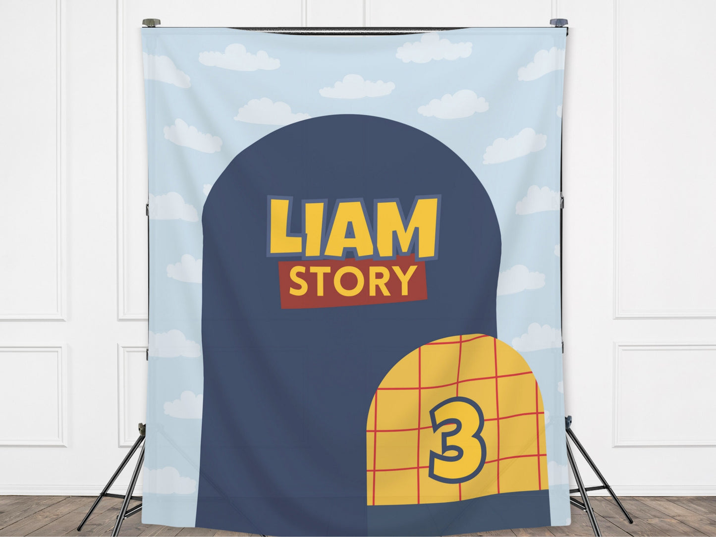 Birthday Story Custom Backdrop | Boy Birthday Party Theme | Cloud Banner | Classic Bright, Muted Colors, or Pink | Two Infinity and Beyond