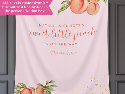 Sweet as a Peach Custom Baby Shower Banner | Little Peach Personalized Girl Baby Shower | Gender Neutral Baby Shower | Cutie Shower Décor