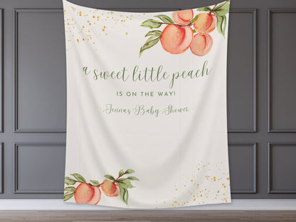 Sweet as a Peach Custom Baby Shower Banner | Little Peach Personalized Girl Baby Shower | Gender Neutral Baby Shower | Cutie Shower Décor