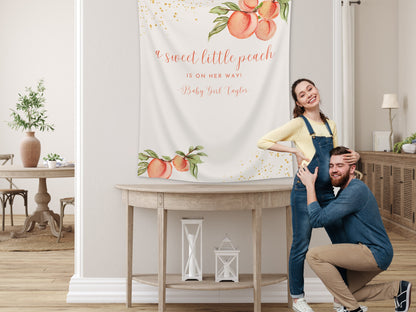 Sweet as a Peach Custom Baby Shower Banner | Little Peach Personalized Girl Baby Shower | Gender Neutral Baby Shower | Cutie Shower Décor