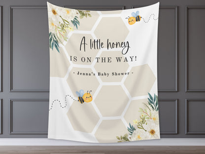 A Little Honey Custom Banner | Bumble Bee Décor | Little Honey Bee Personalized Baby Shower, Gender Reveal, or 1st Birthday Party Backdrop