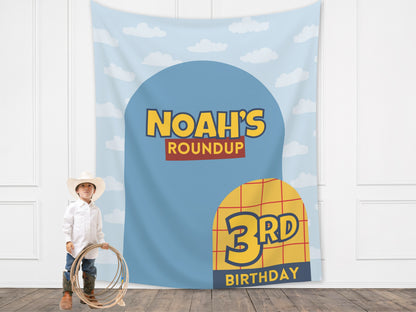 Birthday Story Custom Backdrop | Boy Birthday Party Theme | Cloud Banner | Classic Bright, Muted Colors, or Pink | Two Infinity and Beyond