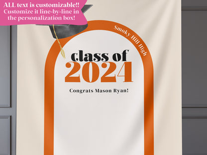 Class of 2025 Custom Graduation Party Banner | Personalized Arch Congrats Grad School Colors Backdrop| High School Graduation | College Grad