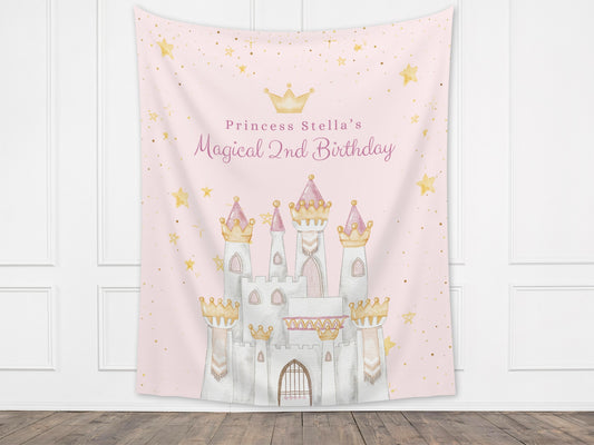 Princess Party Custom Banner | Magical Birthday Custom Backdrop | Pink Girl Birthday Party Décor | Baby Shower | Girl 1st Birthday Girl Gift