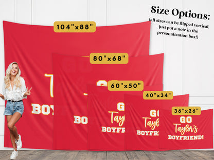 Go Taylor's Boyfriend Banner | Super Bowl LVIII Party Décor | In My Chiefs Era | Taylor & Travis | 2024 Superbowl Backdrop for Balloon Arch