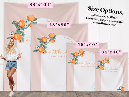 A Little Cutie Baby Shower Custom Banner | Neutral Orange Citrus Baby Shower Gender Reveal Backdrop | Baby Shower Décor | Girl Baby Shower