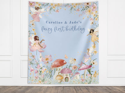 Fairy Birthday Custom Banner, Whimsical Pixie Fairy Party, Magical Floral Fairy Princess Party, Fairy First Birthday, Garden Tea Party