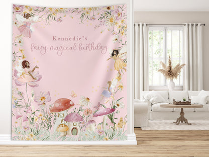 Fairy Birthday Custom Banner, Whimsical Pixie Fairy Party, Magical Floral Fairy Princess Party, Fairy First Birthday, Garden Tea Party