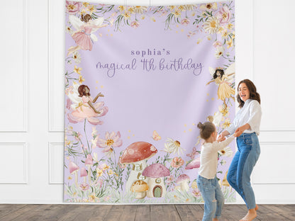 Fairy Birthday Custom Banner, Whimsical Pixie Fairy Party, Magical Floral Fairy Princess Party, Fairy First Birthday, Garden Tea Party