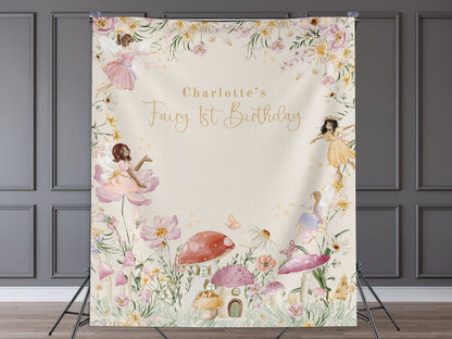 Fairy Birthday Custom Banner, Whimsical Pixie Fairy Party, Magical Floral Fairy Princess Party, Fairy First Birthday, Garden Tea Party