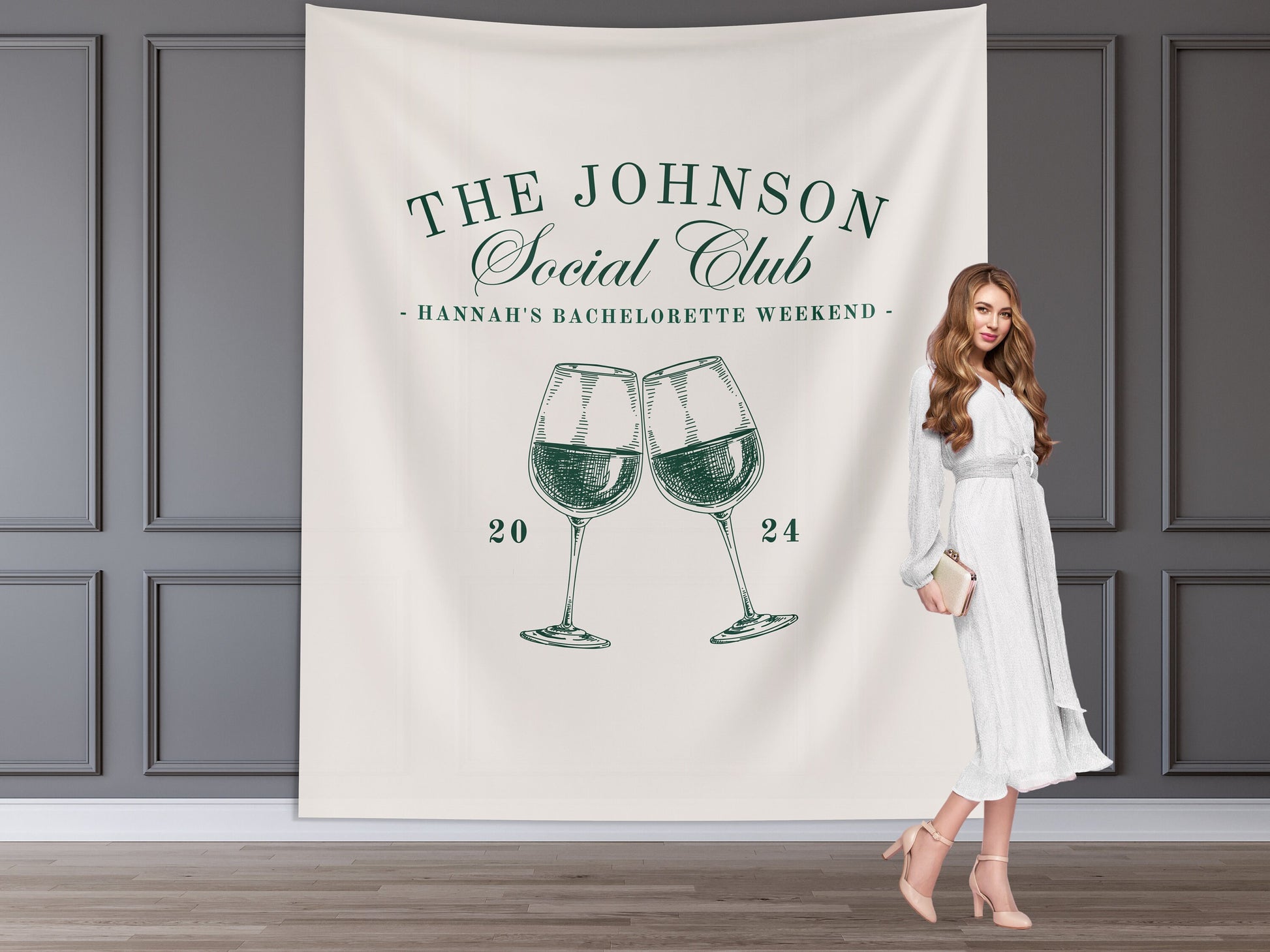 Wine Bachelorette Social Club Banner, Custom Last Name Bridal Gift, Vino before Vows, Personalized Bach Weekend Backdrop, Winery Napa Trip