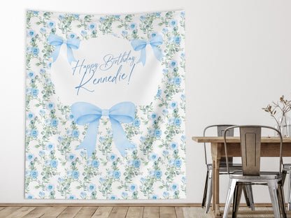 Floral and Bows Custom Banner, Shabby Chic Bachelorette Party Backdrop, Fancy Bridal Shower, Last Toast, Coastal Grandma, Charleston Love