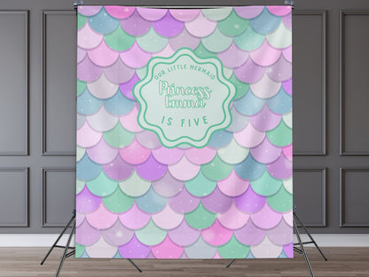 Mermaid Birthday Party Custom Banner, Under the Sea Backdrop, Girl Birthday Party Décor, One-der the Sea, Girl Mermaid Party
