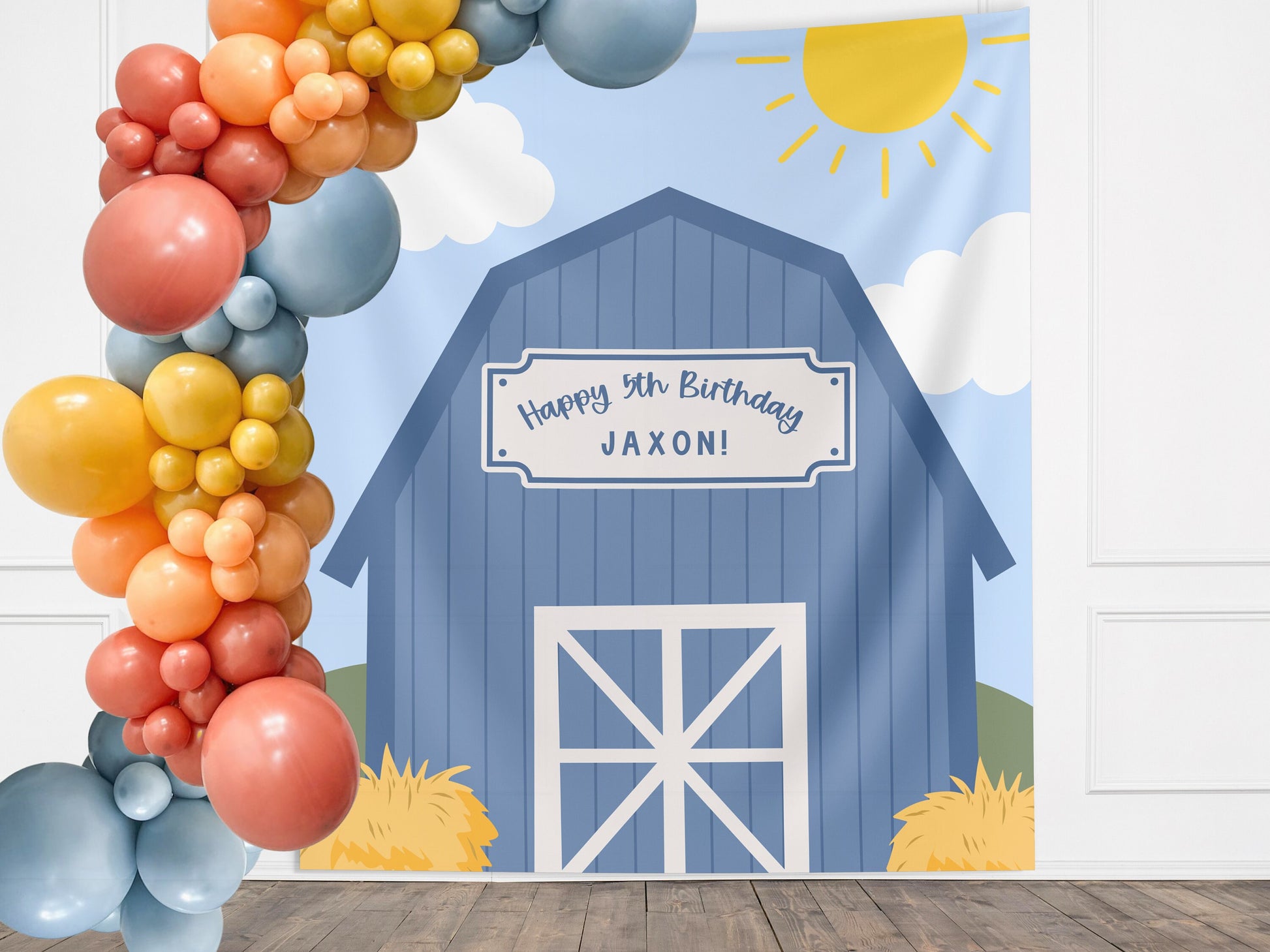 Custom Farm Party Banner, Birthday Party Barn Backdrop, Boy Birthday Barnyard, Girl Birthday Party Décor, Baby Shower Décor, Oink Cluck Moo