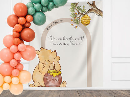 Classic Winnie the Pooh Baby Shower Customizable Banner | Boy Baby Shower | Little Hunny Backdrop Décor | Gender Neutral Baby Shower