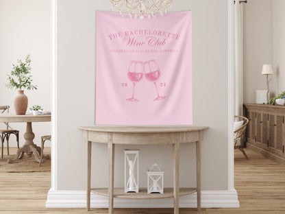 Wine Bachelorette Social Club Banner, Custom Last Name Bridal Gift, Vino before Vows, Personalized Bach Weekend Backdrop, Winery Napa Trip