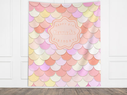 Mermaid Birthday Party Custom Banner, Under the Sea Backdrop, Girl Birthday Party Décor, One-der the Sea, Girl Mermaid Party