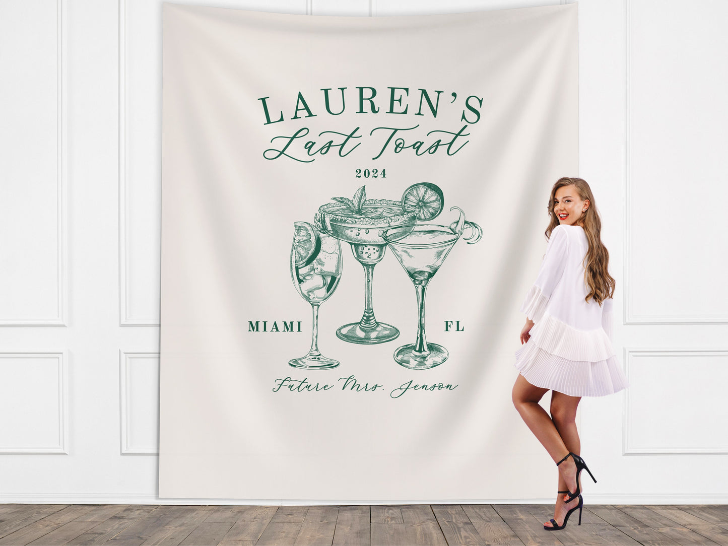 Last Toast on the Coast Custom Bachelorette Club Banner, Coastal Bridal Gift, Beach Bachelorette Trip, Personalized Bride Hen Party Backdrop