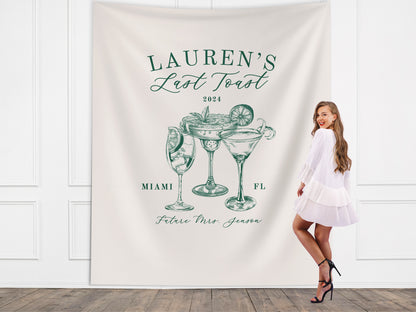 Last Toast on the Coast Custom Bachelorette Club Banner, Coastal Bridal Gift, Beach Bachelorette Trip, Personalized Bride Hen Party Backdrop