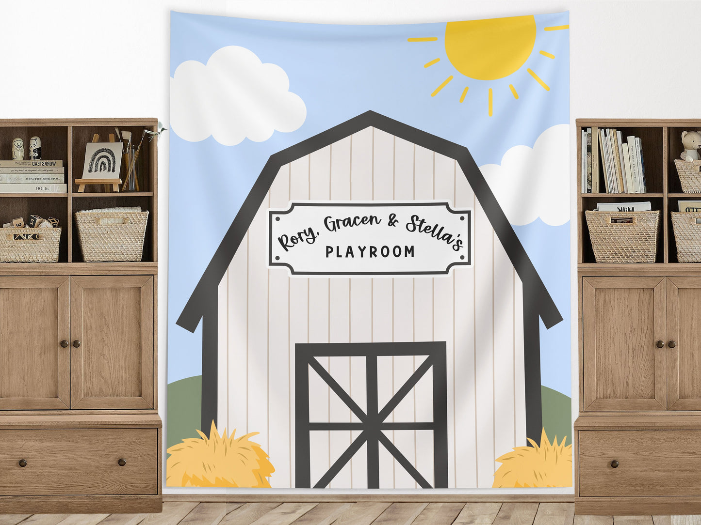 Custom Farm Party Banner, Birthday Party Barn Backdrop, Boy Birthday Barnyard, Girl Birthday Party Décor, Baby Shower Décor, Oink Cluck Moo