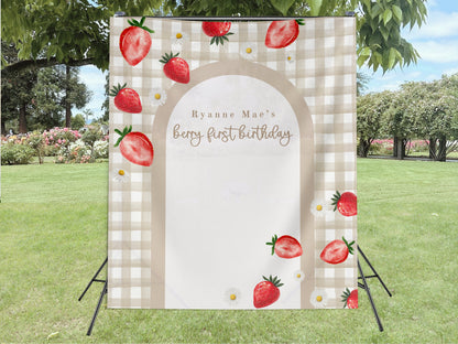 Berry First Birthday Party Custom Banner, Baby 1st Birthday Backdrop, Birthday Party Décor, Neutral Baby Shower Décor, Girl First Birthday