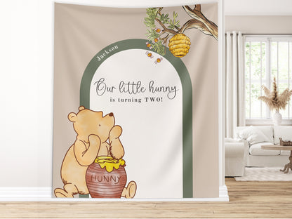 Classic Winnie the Pooh Birthday Customizable Banner, Boy 1st Birthday, Little Hunny Backdrop Décor, Neutral Party, Honey Bear Baby Birthday