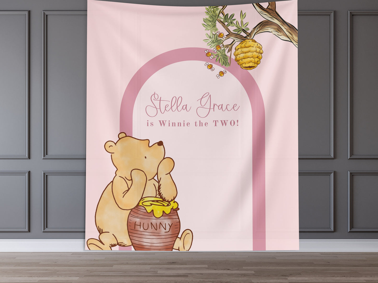 Classic Winnie the Pooh Birthday Customizable Banner, Boy 1st Birthday, Little Hunny Backdrop Décor, Neutral Party, Honey Bear Baby Birthday