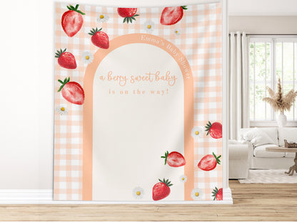 Berry Sweet Baby Shower Custom Banner, Strawberry Backdrop, Berry Party Décor, Neutral Baby Shower Décor, Girl Baby Shower, Someone Sweet