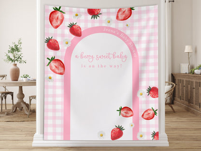 Berry Sweet Baby Shower Custom Banner, Strawberry Backdrop, Berry Party Décor, Neutral Baby Shower Décor, Girl Baby Shower, Someone Sweet