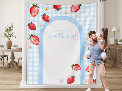 Berry Sweet Baby Shower Custom Banner, Strawberry Backdrop, Berry Party Décor, Neutral Baby Shower Décor, Girl Baby Shower, Someone Sweet