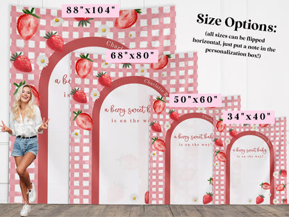 Berry Sweet Baby Shower Custom Banner, Strawberry Backdrop, Berry Party Décor, Neutral Baby Shower Décor, Girl Baby Shower, Someone Sweet