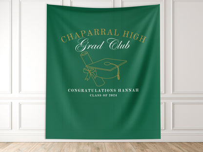 Class of 2025 Social Club Custom Graduation Party Backdrop, Luxury Personalized School Colors Banner, High School Graduation, College Grad