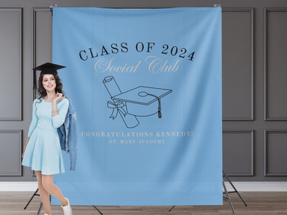 Class of 2025 Social Club Custom Graduation Party Backdrop, Luxury Personalized School Colors Banner, High School Graduation, College Grad